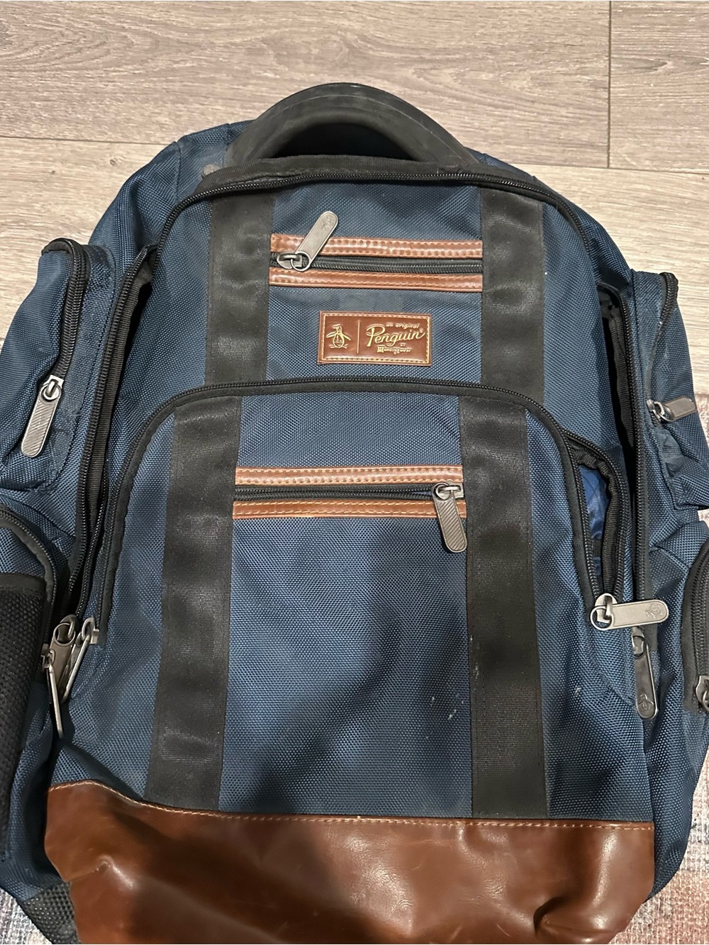 Original Penguin Navy and Brown Casual Backpack